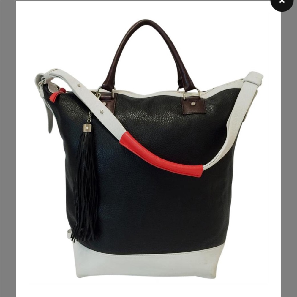 Diane von Furstenberg bucket tote black and coconut
